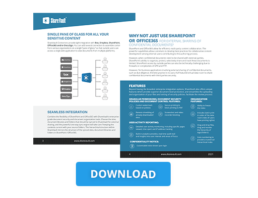 ShareVault datasheet Sharepoint Office365
